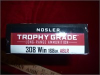 Nosler Trophy Grade 308 Win 168gr ABLR Ammo 20rds