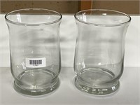 2 Heavy Clear Glass Vases
