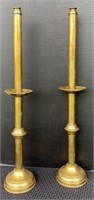 Pair of Antique Tall Brass Candlesticks