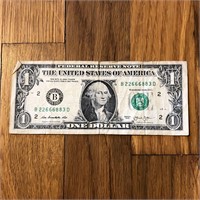 2013 US 1 Dollar Banknote - Fancy Serial Number
