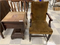 Empire Drop Leaf Mahogany End Stand and Chair