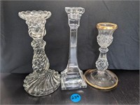 Three Crystal Candle Holders  (Living Room)