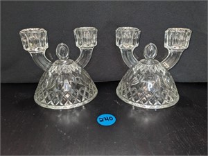 Two Matching Imperials Glass Candle Holders