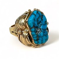 Men's 14K Gold and Turquoise Ring