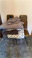 Vinyl chairs and queen size sheets/worn comforter