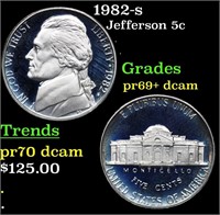 Proof 1982-s Jefferson Nickel 5c Grades GEM++ Proo