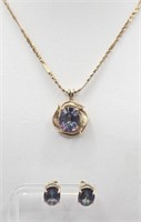 14K Gold Necklace, Pendant & Earrings