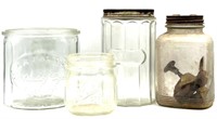 (4) Assorted Vintage Glass Jars