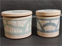 Krause 80’s Light Blue Glaze Pottery Containers