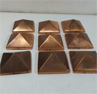 Solid Copper Pyramid Post Covers 9 Total