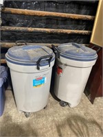 Trash cans. One with salt