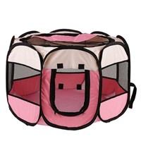 WF7006  Kidsjoy Pet Playpen Pink, Foldable Cat Cag