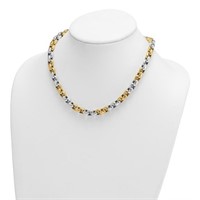 14K- Two-tone Polished 8mm Cable Chain Necklace