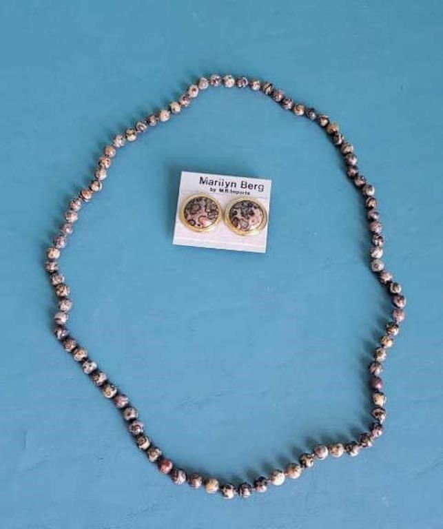 Stone necklace & Marilyn Berg earrings
