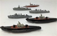 Tootsie toy Diecast Warships, (2) 1970’s/ (4) All