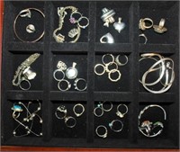 Assorted Sterling Jewelry: rings, necklaces,