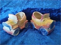 Shawnee pottery antique car planters match pair.