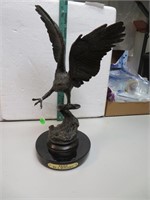 Bronze Eagle Sculpture By J. Moigniez 17" tall