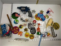 Lot of Vintage Kid's Toys and Pins