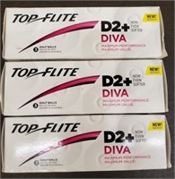 3 Boxes Top Flite D2+ Diva Golf Balls.