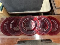 (6) 13" RED GLASS CHARGERS