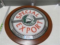 Special Export mirrored sign; approx. 23" diam.