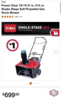 1 pcs; Toro Power Clear 721 R 21 in. 212 cc