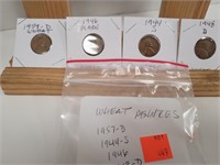 4 Wheat Pennies 1957D ~ 1944S ~ 1946 ~ 1948D