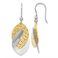 Sterling Silver Polished Textured Dangle Earrings