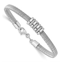 Sterling Silver Crystal Italian Chain Flex Bangle