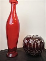 Antique Ruby Red Murano Style Art Glass 17" Red