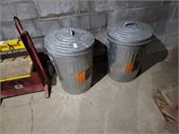 (2) galvanized garbage cans