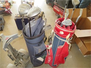 2 Sets of Golf Clubs w/pull cart