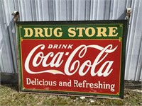 Vintage Coca Cola Porcelain Double Sided Drug