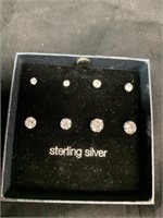 4 PAIRS OF STERLING STUD EARRINGS IN BOX