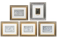 5 PC. ITALIAN SILVER FRAMED PLAQUES