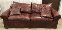 (T)
Ethan Allen Faux Leather Couch 
Approx