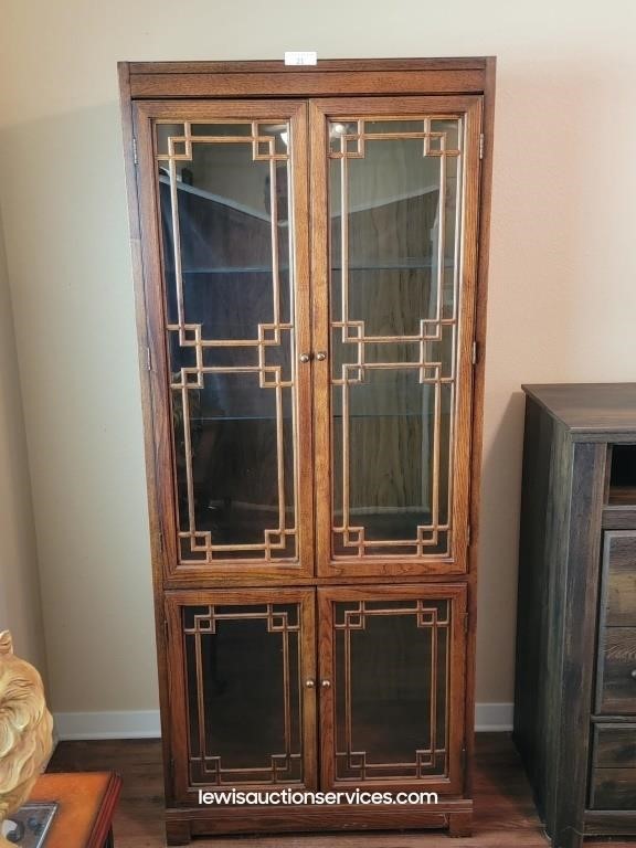 Asian Inspired Curio Cabinet w/ Glass Shelves