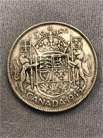 1945 CANADA SILVER ¢50 COIN