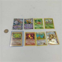 8 cartes pokemon vintage donc 3 première édition