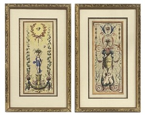 PR OF HAND COLORED ENGRAVINGS OF DECORATIVE