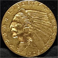 1909 $2.50 Indian Gold Quarter Eagle UNC