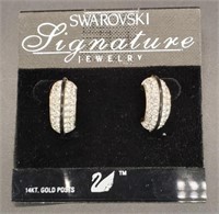 (XX) Swarovski Crystal Half Hoop Pierced Earrings
