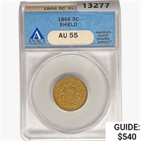 1866 Shield Nickel ANACS AU55
