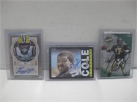 Three Signed NFL Football Cards No COA