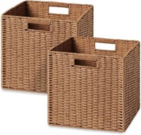 2-Pk 11"x11" UBBCARE Wicker Woven Baskets With