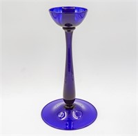 Cobalt glass candelstick