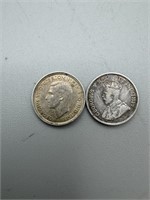 1911, 1943 Silver Foreign Coins