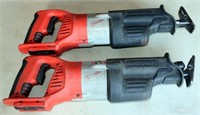 (Lot of 2) Milwaukee 0712-20 Cordless Sawzalls