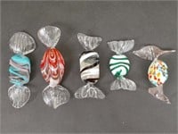 5 Morano Hand Blown Glass Wrapped Candies